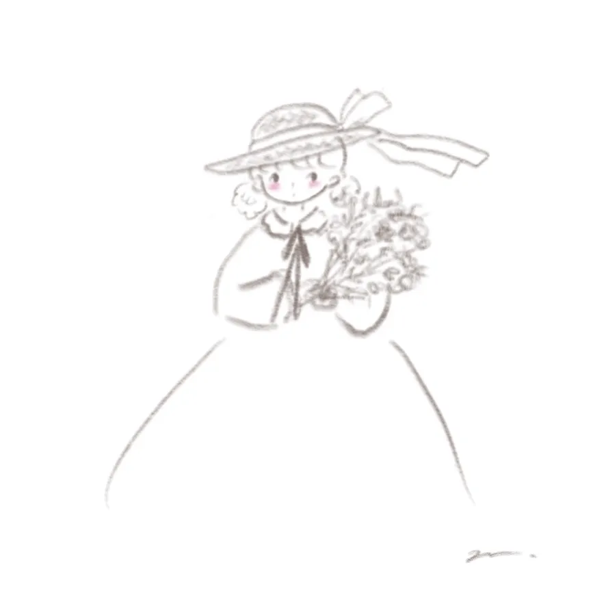 花と麦わら帽子の女の子